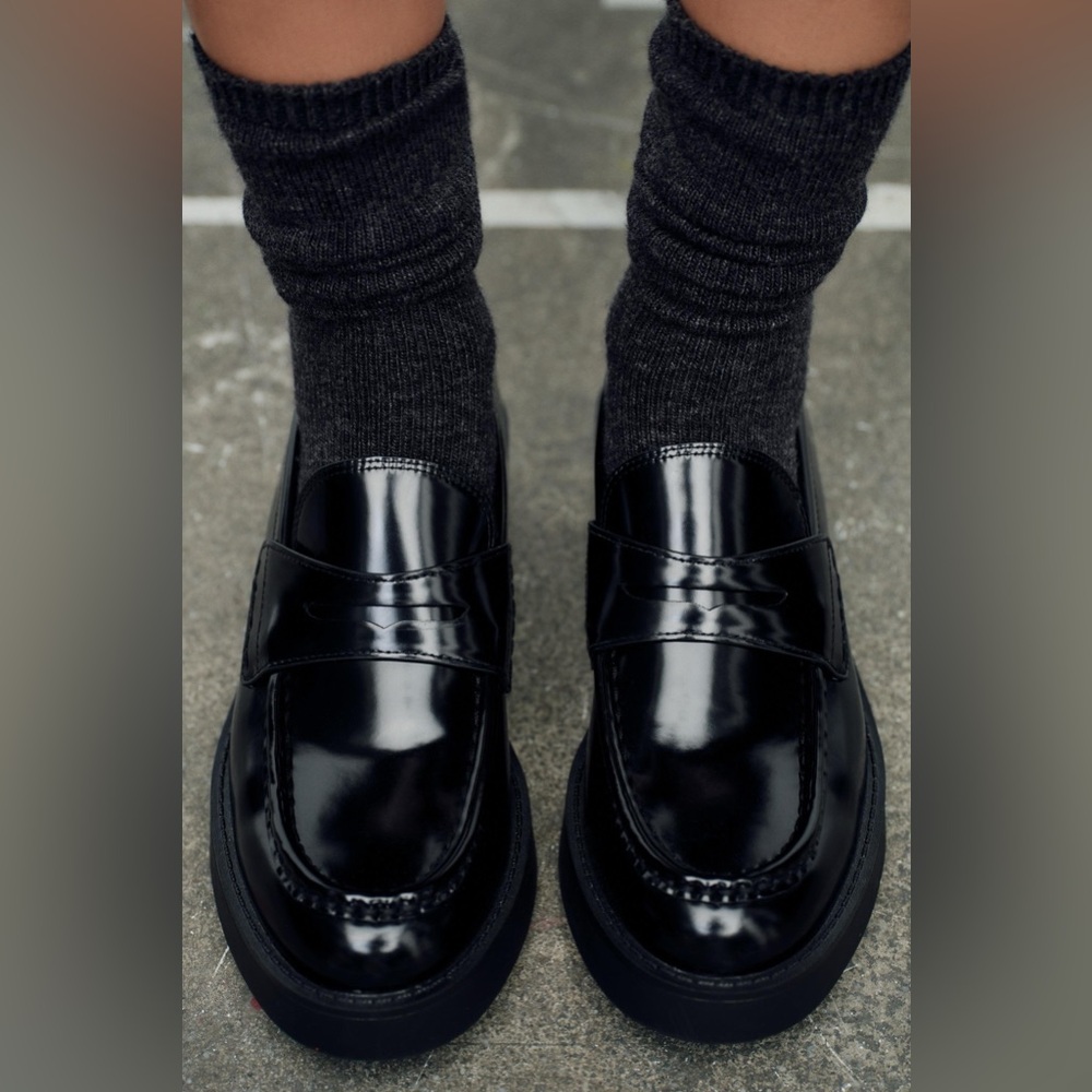 Zara patent loafers